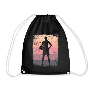 Volleyball Player Retro Beach Volleyball - Drawstring Bag - black - Front