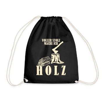 Brennholz Kamin Feuer Holz Feuerholz - Turnbeutel - Schwarz - Vorne