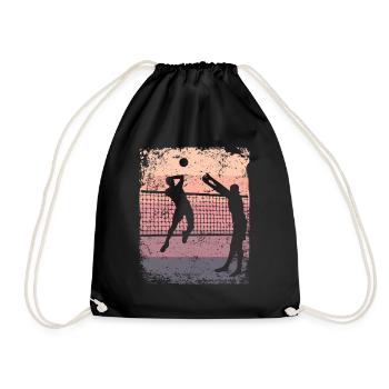 Volleyball Player Retro Beach Volleyball - Drawstring Bag - black - Front