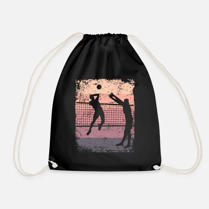 Volleyball Player Retro Beach Volleyball - Drawstring Bag - black