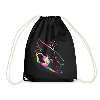 Gymnast with band Rhythmic gymnastics - Drawstring Bag - black - Front