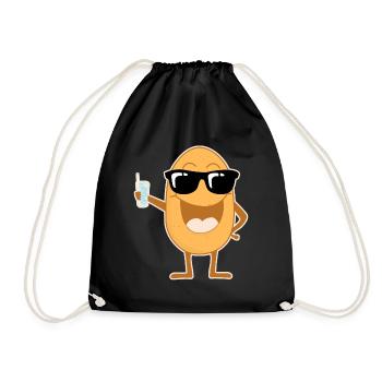 Party Kartoffel mit Sonnenbrille - Turnbeutel - Schwarz - Vorne
