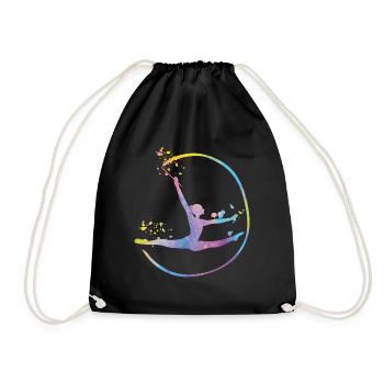 Gymnast with Band Rhythmic Gymnastics - Drawstring Bag - black - Front