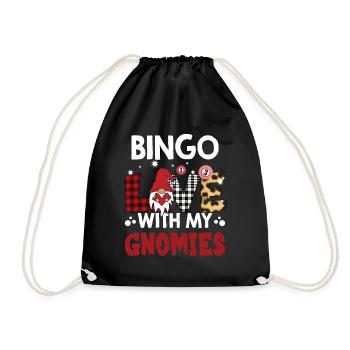 Bingo Liebe Mit Meinen Gnomies Buffalo Plaid Bingo - Turnbeutel - Schwarz - Vorne