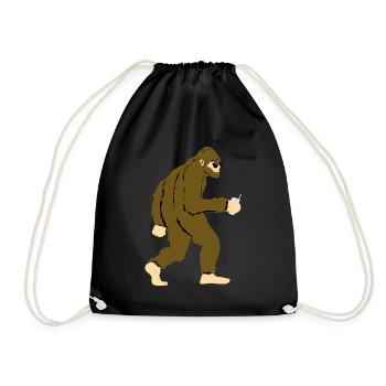Bigfoot drinks cocktail at party - Drawstring Bag - black - Front
