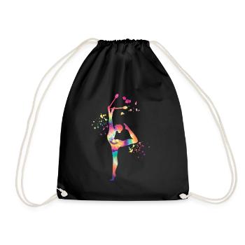 Gymnast with clubs Rhythmic gymnastics - Drawstring Bag - black - Front