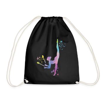 Gymnastin Mit Keulen Rhythmische Sportgymnastik - Turnbeutel - Schwarz - Vorne