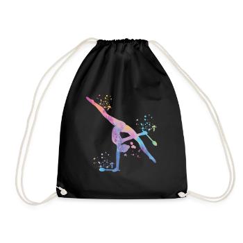 Gymnastin Mit Keulen Rhythmische Sportgymnastik - Turnbeutel - Schwarz - Vorne