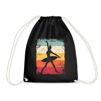 Ballet Dancer Vintage Woman Ballerina - Drawstring Bag - black - Front