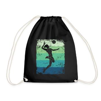 Volleyball Player Retro Beach Volleyball - Drawstring Bag - black - Front
