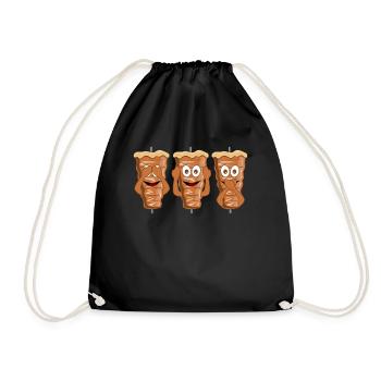 Doner kebab kebab kebab bag kebab skewer - Drawstring Bag - black - Front