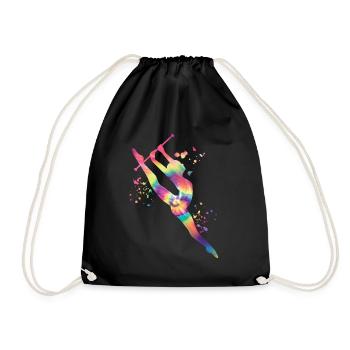 Gymnast with Baton Rhythmic gymnastics - Drawstring Bag - black - Front