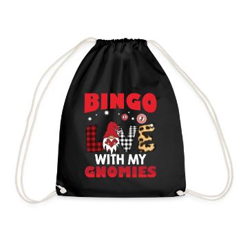 Bingo Liebe Mit Meinen Gnomies Buffalo Plaid Bingo - Turnbeutel - Schwarz - Vorne