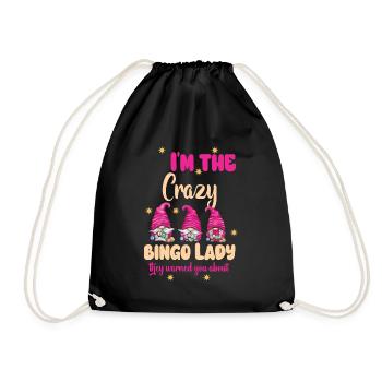 I'm the crazy bingo lady funny bingo - Drawstring Bag - black - Front