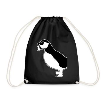 Puffin with sunglasses puffins - Drawstring Bag - black - Front