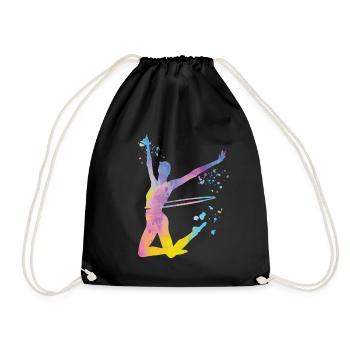 Gymnast with clubs Rhythmic gymnastics - Drawstring Bag - black - Front