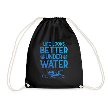 Diving underwater - Drawstring Bag - black - Front