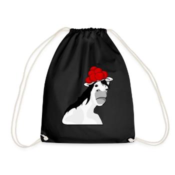Black Forest horse with Bollenhut - Drawstring Bag - black - Front