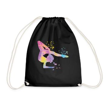 Gymnast with clubs Rhythmic gymnastics - Drawstring Bag - black - Front
