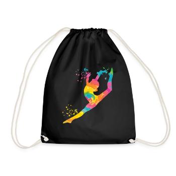 Gymnast with Floor Rhythmic Gymnastics - Drawstring Bag - black - Front