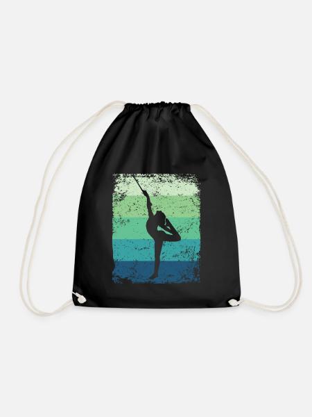 Gymnast Baton Retro Rhythmic Gymnastics - Drawstring Bag - black