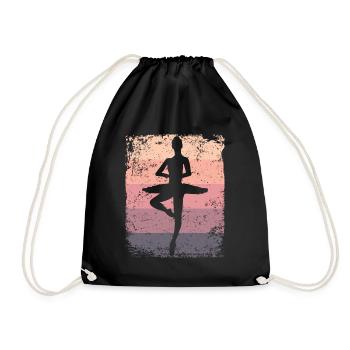 Ballet Dancer Vintage Woman Ballerina - Drawstring Bag - black - Front