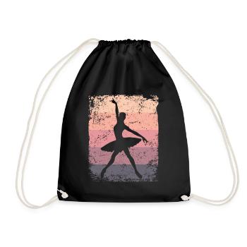 Ballet Dancer Vintage Woman Ballerina - Drawstring Bag - black - Front