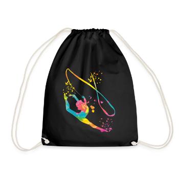 Gymnast with band Rhythmic gymnastics - Drawstring Bag - black - Front