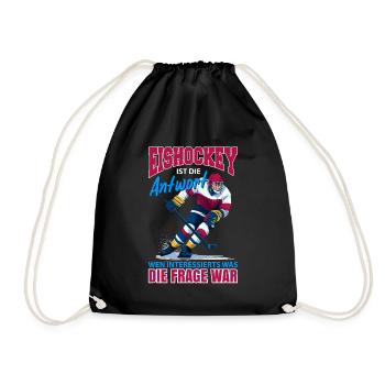 Eishockey Geschenk Eishockeyspieler Hockey - Turnbeutel - Schwarz - Vorne