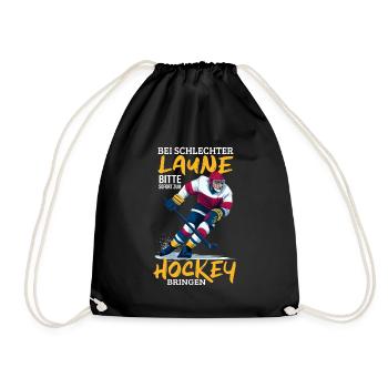 Eishockey Geschenk Eishockeyspieler Hockey - Turnbeutel - Schwarz - Vorne