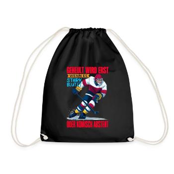Eishockey Geschenk Eishockeyspieler Hockey - Turnbeutel - Schwarz - Vorne