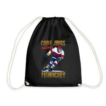 Eishockey Geschenk Eishockeyspieler Hockey - Turnbeutel - Schwarz - Vorne