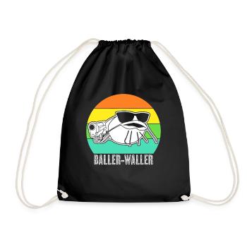 Waller Angeln Angel Angler Fischer - Turnbeutel - Schwarz - Vorne