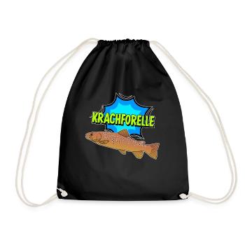 Angeln Forelle Angel Fischer Angler - Turnbeutel - Schwarz - Vorne