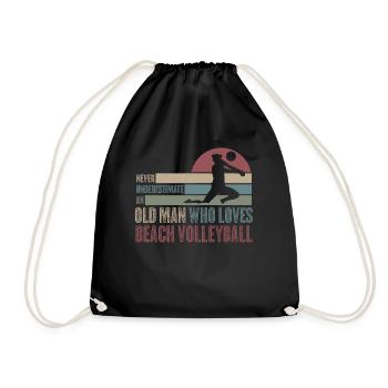 Beach Volleyball Retro Volleyballspieler - Turnbeutel - Schwarz - Vorne