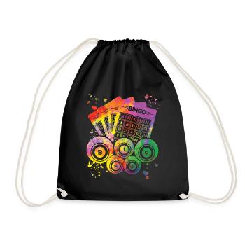 Bingo Bälle Farbsprotzer Frauen Männer Bingo - Turnbeutel - Schwarz - Vorne