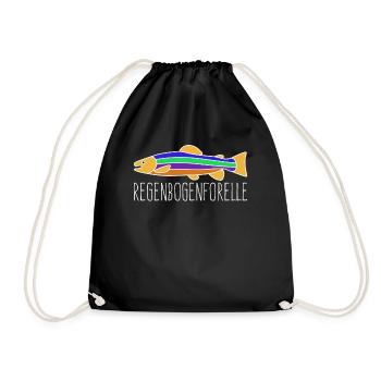 Angeln Regenbogenforelle Angel Angler - Turnbeutel - Schwarz - Vorne