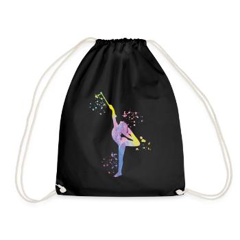 Gymnastin Mit Taktstock Rhythmische Sportgymnastik - Turnbeutel - Schwarz - Vorne