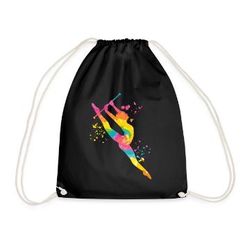 Gymnast with Baton Rhythmic gymnastics - Drawstring Bag - black - Front