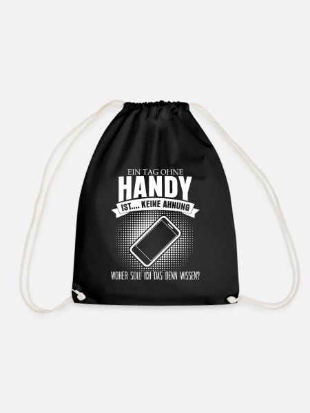 Handy Handysüchtig Telefon Cellphone - Turnbeutel - Schwarz