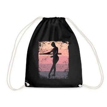 Ballet Dancer Vintage Woman Ballerina - Drawstring Bag - black - Front
