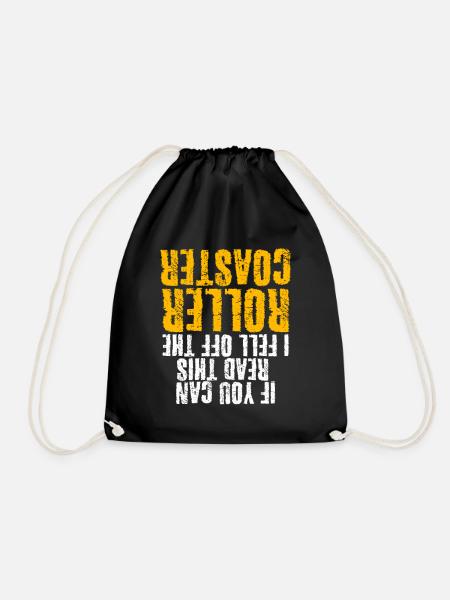 Roller coaster saying roller coaster rider - Drawstring Bag - black