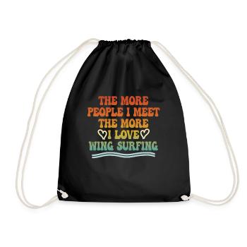 The more people I meet, the more foil wing - Drawstring Bag - black - Front