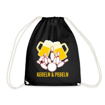 Kegeln Bier trinken Kegler Kegelverein - Turnbeutel - Schwarz - Vorne
