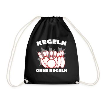 Kegeln Regeln Kegelbahn Kegelverein - Turnbeutel - Schwarz - Vorne