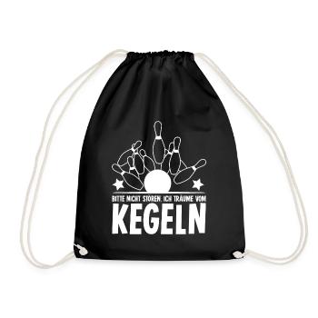 Kegeln Schlafen Kegelbahn Kegelverein - Turnbeutel - Schwarz - Vorne