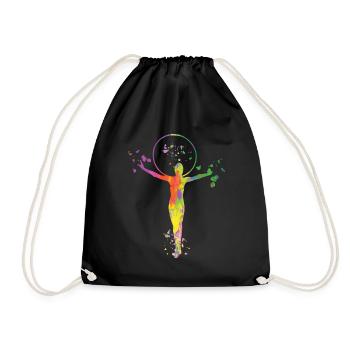 Gymnastin Mit Keulen Rhythmische Sportgymnastik - Turnbeutel - Schwarz - Vorne