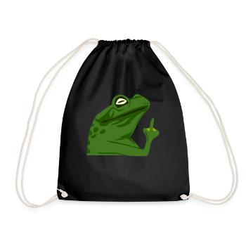Frosch Mittelfinger Frösche - Turnbeutel - Schwarz - Vorne