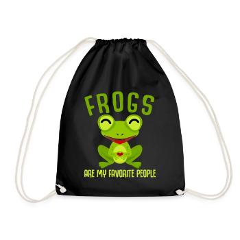 Frosch mit Herz Frösche - Turnbeutel - Schwarz - Vorne
