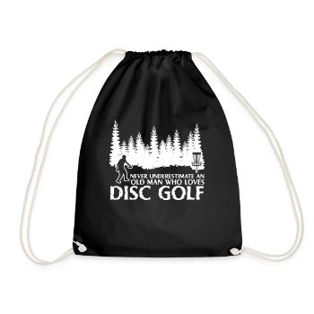 Disc golf player Disc golf Frisbee - Drawstring Bag - black - Front